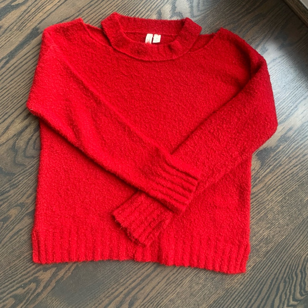Anthropologie Sweater Red with shoulder Cutouts